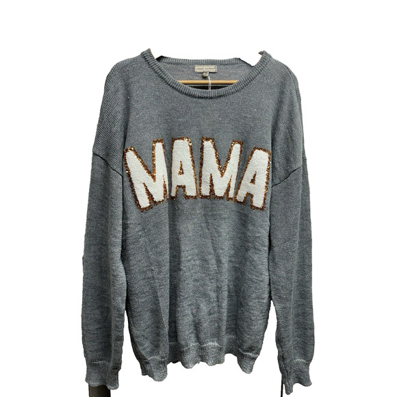 Simply Southern LARGE "MAMA" Sparkle Oversized Sweater New With Tags - Picture 1 of 5